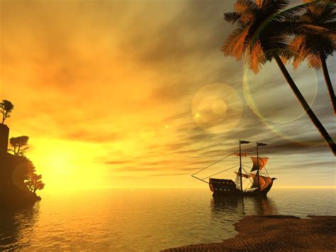 Wallpaper Sea: 3d landscape background