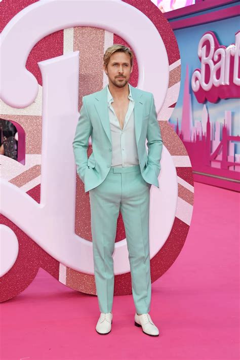 Ryan Gosling wore mint green suit @ Barbie London Premiere