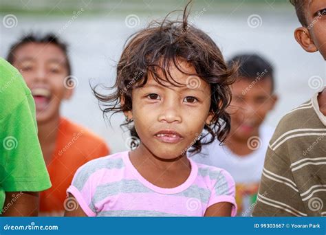 Portrait of Aeta Tribe Little Girl Near Mount Pinatubo on Aug 27, 2017 in Santa Juliana, Capas ...