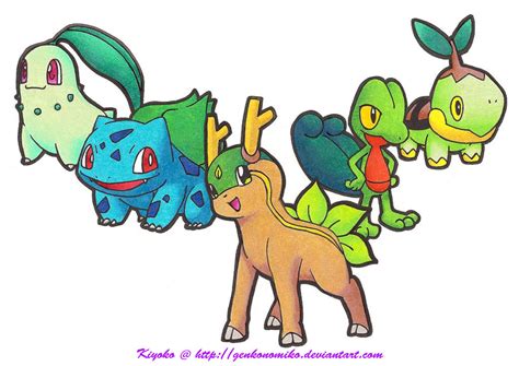 Pokemon Grass Starters by GenkoNoMiko on DeviantArt