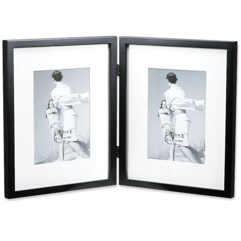 Black Wood 8x10 Hinged Double Picture Frame Matted to 5x7 - Walmart.com - Walmart.com