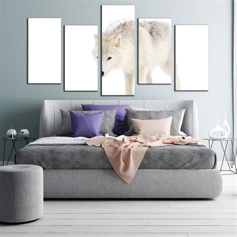 Arctic Wolf Canvas Wall Art, Wolf Snow Multiple Canvas, White Wolf Clo – Swallart