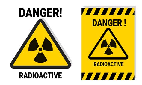 Radioactive hazard warning signs for work or laboratory safety of radioactive materials with ...