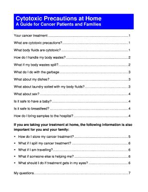 Fillable Online Cytotoxic Precautions at Home Fax Email Print - pdfFiller