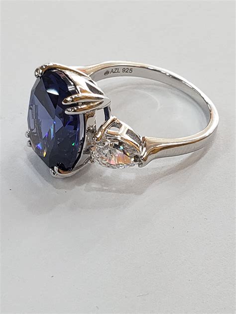 Gorgeous sterling silver with created sapphire ring