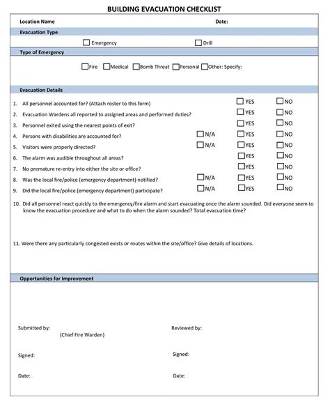 26+ Free Printable Fire Evacuation Checklist Templates - Sample PDF, MS Word » American Templates