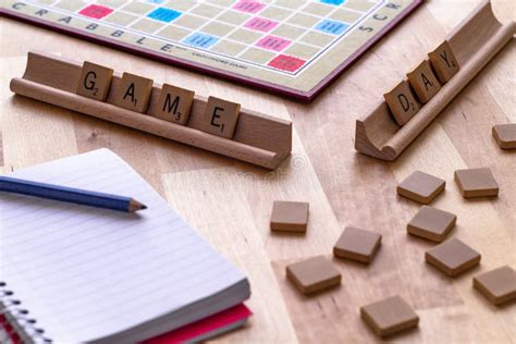 Scrabble Board Game with the Scrabble Tile Spell `Game Day` Editorial Stock Photo - Image of ...