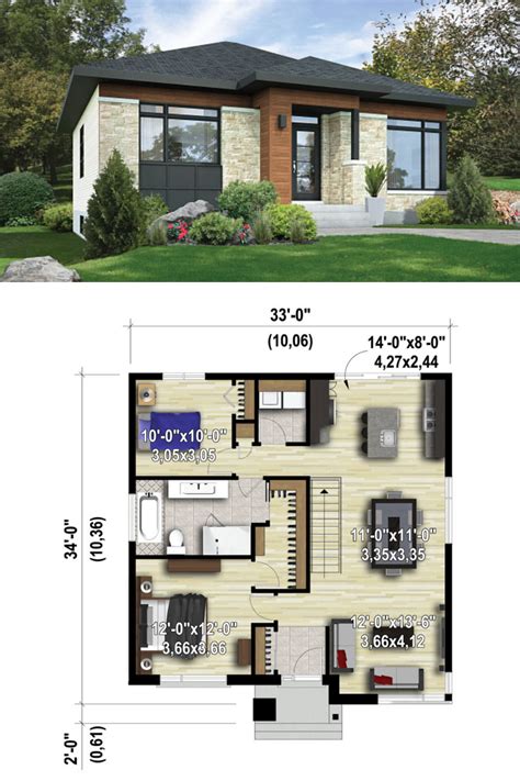 Refreshing Two Bedroom Bungalow House Plan | Small house design exterior, Bungalow house plans ...