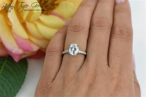 2 Carat, Oval Solitaire Ring, Blake Engagement Ring, Half Eternity Band, Bridal Wedding Ring ...