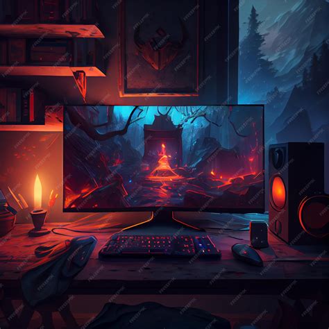 Premium Photo | Gaming desktop PC computer setup gamer illustration