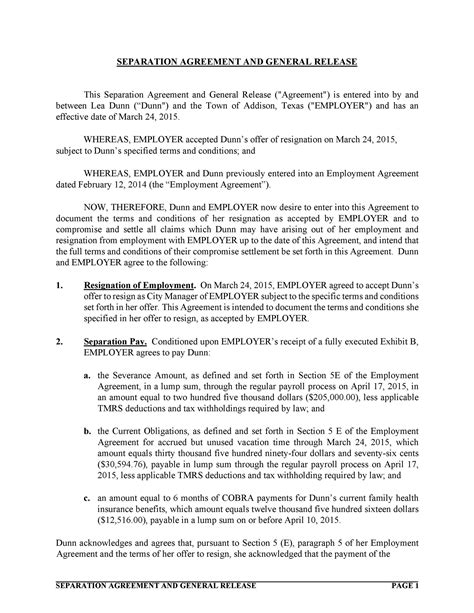 Printable Separation Agreement