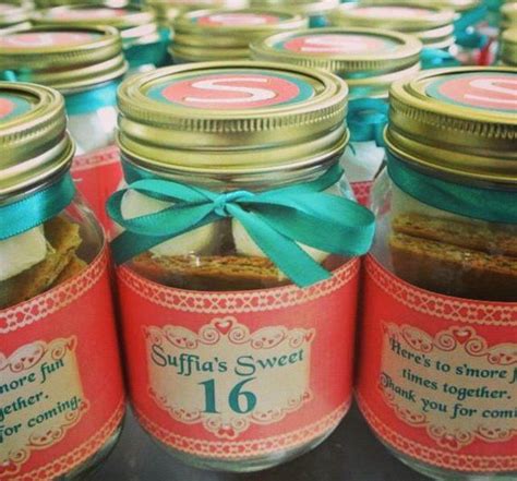 Sweet 16, Sweet Sixteen Birthday party favors, mason jar labels, smores, girls birthday favours ...