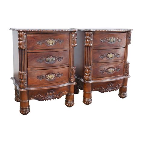 89% OFF Antique Carved Night Stands \/ Tables