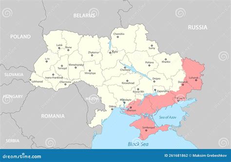 Political Map of Ukraine with Borders Stock Vector - Illustration of russian, ukrainian: 261681862