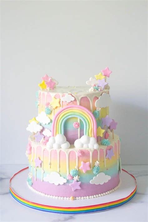 Two-tiered pastel rainbow cake : cakedecorating in 2022 | Rainbow birthday cake, Pastel rainbow ...