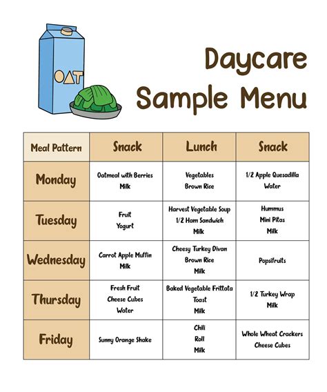 Menus Daycares - 10 Free PDF Printables | Printablee | Template, Posting