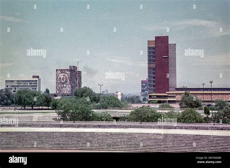 UNAM university campus modern architecture seen from stadium, National Autonomous University of ...