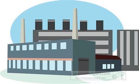 Industry Clipart - manufacturing-factory-building - Classroom Clipart