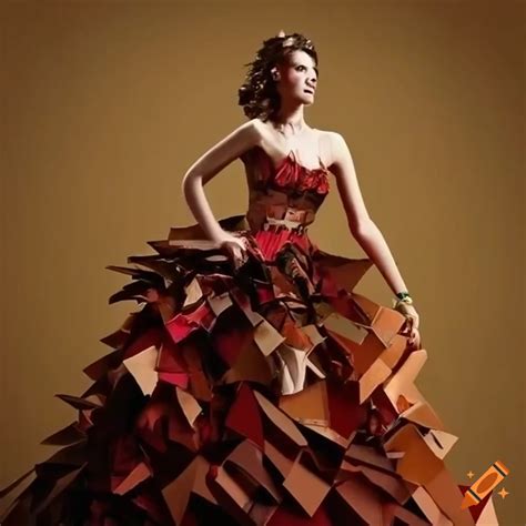 Dress made from recycled paper and cardboard on Craiyon