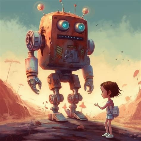 Premium AI Image | A cute joyful robot with human emotions