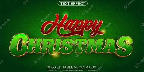 Premium Vector | Glod shiny red and green happy christmas editable and scalable vector text effect