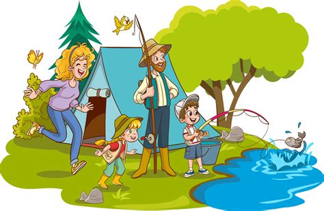 vector illustration of family camping and fishing 31387354 Vector Art at Vecteezy