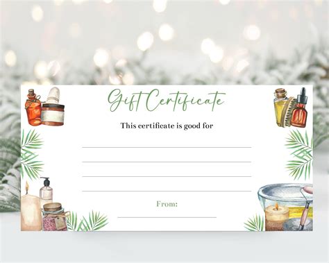 Editable Spa Gift Certificate Voucher Template, Printable Spa Coupon Voucher, Christmas Gift ...