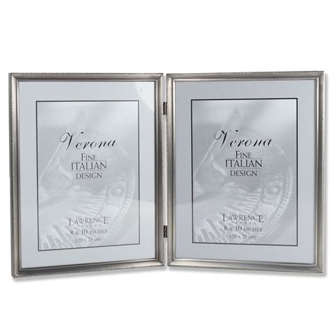 Picture Frames Lawrence Frames Polished Silver Plate 8x10 Hinged Double Picture Frame Bead ...