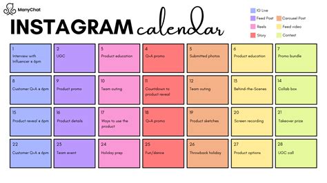 Real Examples of Instagram Content Calendars - Manychat Blog