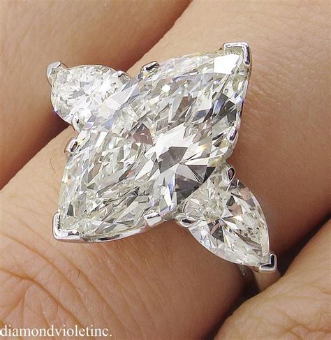 4.29 Carat Estate Vintage Marquise Diamond 3-Stone Wedding Platinum Ring at 1stDibs | 3 stone ...