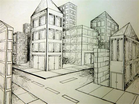 2 Point Perspective Drawing City