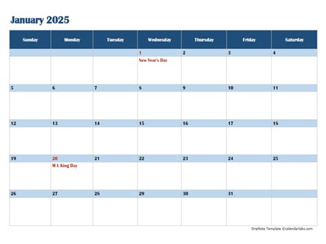 2025 Onenote Calendar Template - Dacia Erminia