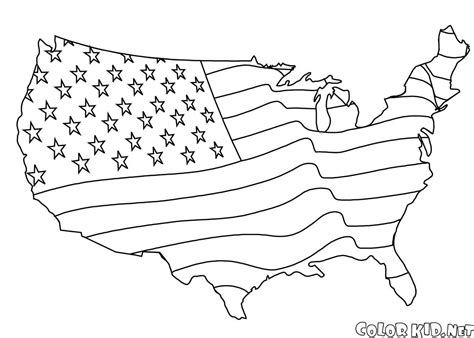 Coloring page - American flag Map