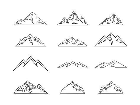 mountain set vector icon, mountain line art icon set isolated on white background 23988563 ...