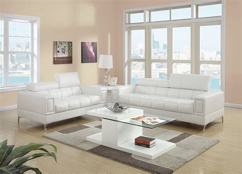 Modern Eclectic Style White Bonded Leather Sofa and Loveseat Set for Living Room - Walmart.com ...