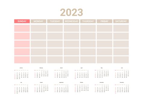 Planner English calendar of 2023 year, template daily schedule calender on one page. Weekly ...