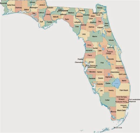 Map Of Counties In Florida Printable