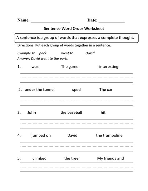 Basic Sentence Patterns Exercises With Answers - Exercise Poster