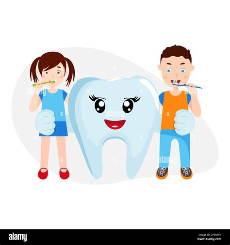 Cartoon tooth. Kids brushing teeth. Dental care. Vector illustration Stock Vector Image & Art ...