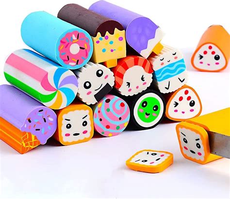 Food Erasers 12 Pack Sushi Desserts Desk Pet Erasers for Kids Cute Fun Erasers for Students Bulk ...