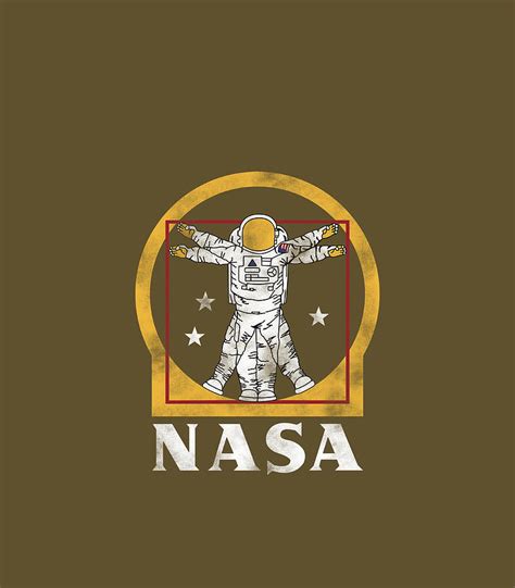 NASA Astronaut Vitruvian Man Golden Graphic Digital Art by Rhemi Adyss | Pixels