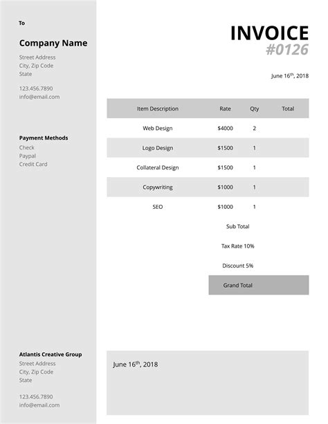 Downloadable Invoice Template | Word, PDF - Bonsai