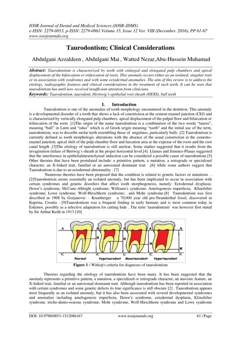 (PDF) Taurodontism; Clinical Considerations