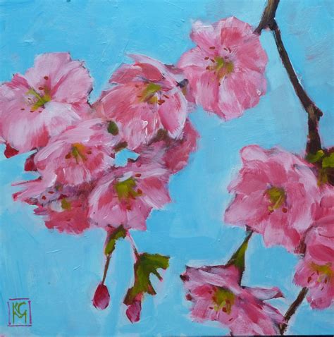 Kelley MacDonald's Paintings: Cherry Blossoms, 8x8, Acrylic