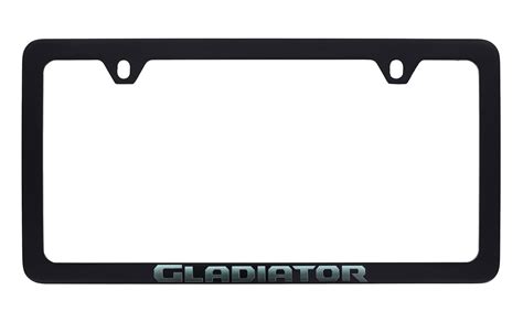 Jeep Brand Black Coated License Plate Frame with UV Printed Gladiator Logo _ Thin Rim Frame