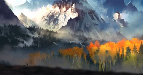 landscape, scenery, mountain, autumn, artist, artwork, digital art, hd, 4k, 5k, deviantart HD ...