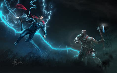 Thor Vs Kratos Art, HD Superheroes, 4k Wallpapers, Images, Backgrounds, Photos and Pictures