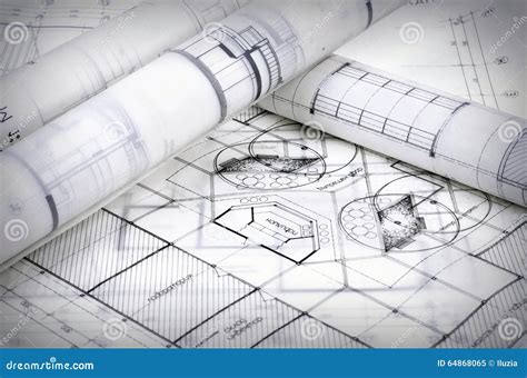 Architectural plans stock image. Image of drawing, business - 64868065