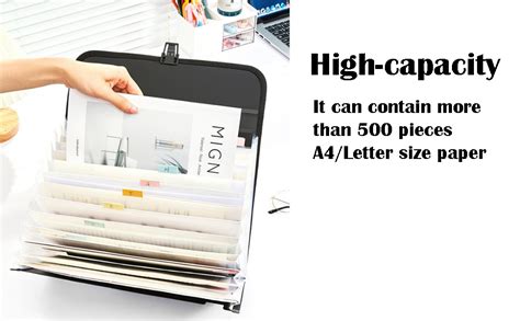 Amazon.com : 13 Pockets Accordion File Organizer with Durable Handle, TRANBO Letter Size/A4 ...