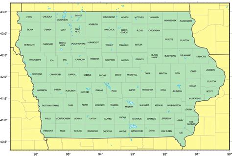 Counties Map of Iowa - MapSof.net